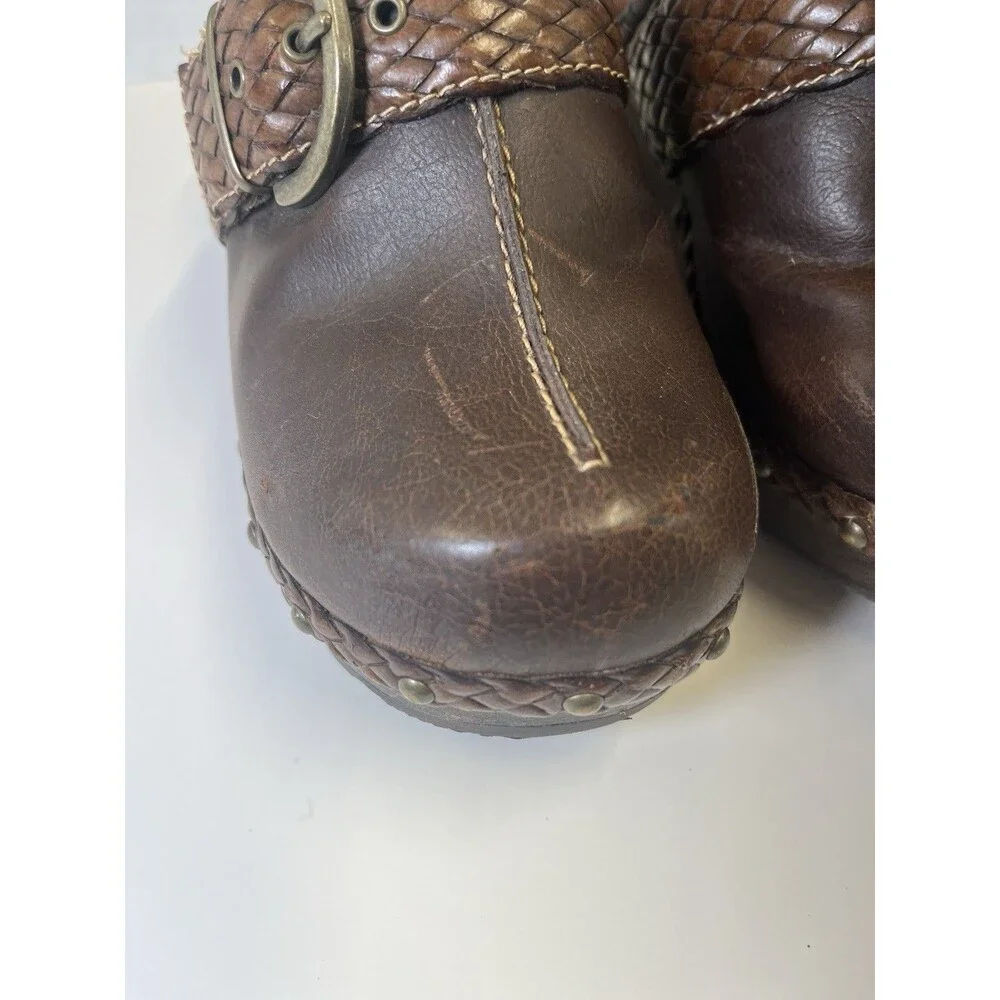 Vintage Arizona Clogs Mule Slides Nature Braided Leather Shoes Womens 7.5 Y2K